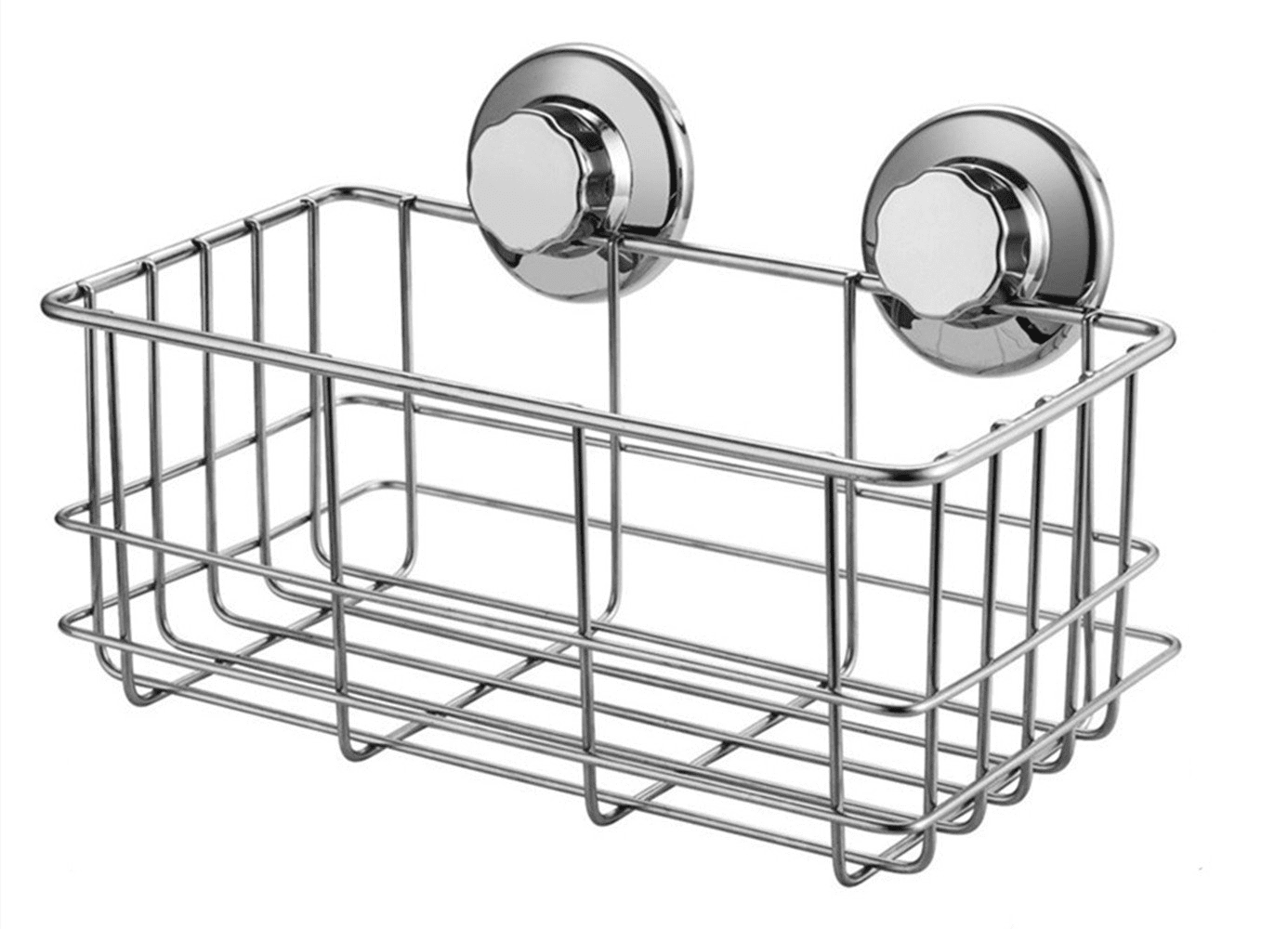 SANNO Suction Cup Shower Caddy Bath Wall Shelf, Deep Bathroom Basket Suction Cup Large Shower Caddy Bath Organizer Kitchen Storage Basket for Gel Holder Bathroom Storage - Rustproof Stainless steel