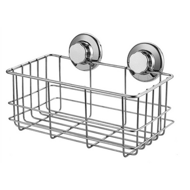 SANNO Suction Cup Shower Caddy Bath Wall Shelf, Deep Bathroom Basket Suction Cup Large Shower Caddy Bath Organizer Kitchen Storage Basket for Gel Holder Bathroom Storage - Rustproof Stainless steel