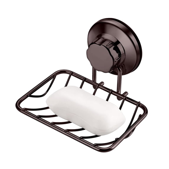 SANNO Super Powerful Vacuum Suction Cup Shower Soap Dish - Strong Rustproof Stainless Steel Soap Saver Sponge Holder for Bathroom & Kitchen Sink, Bronze