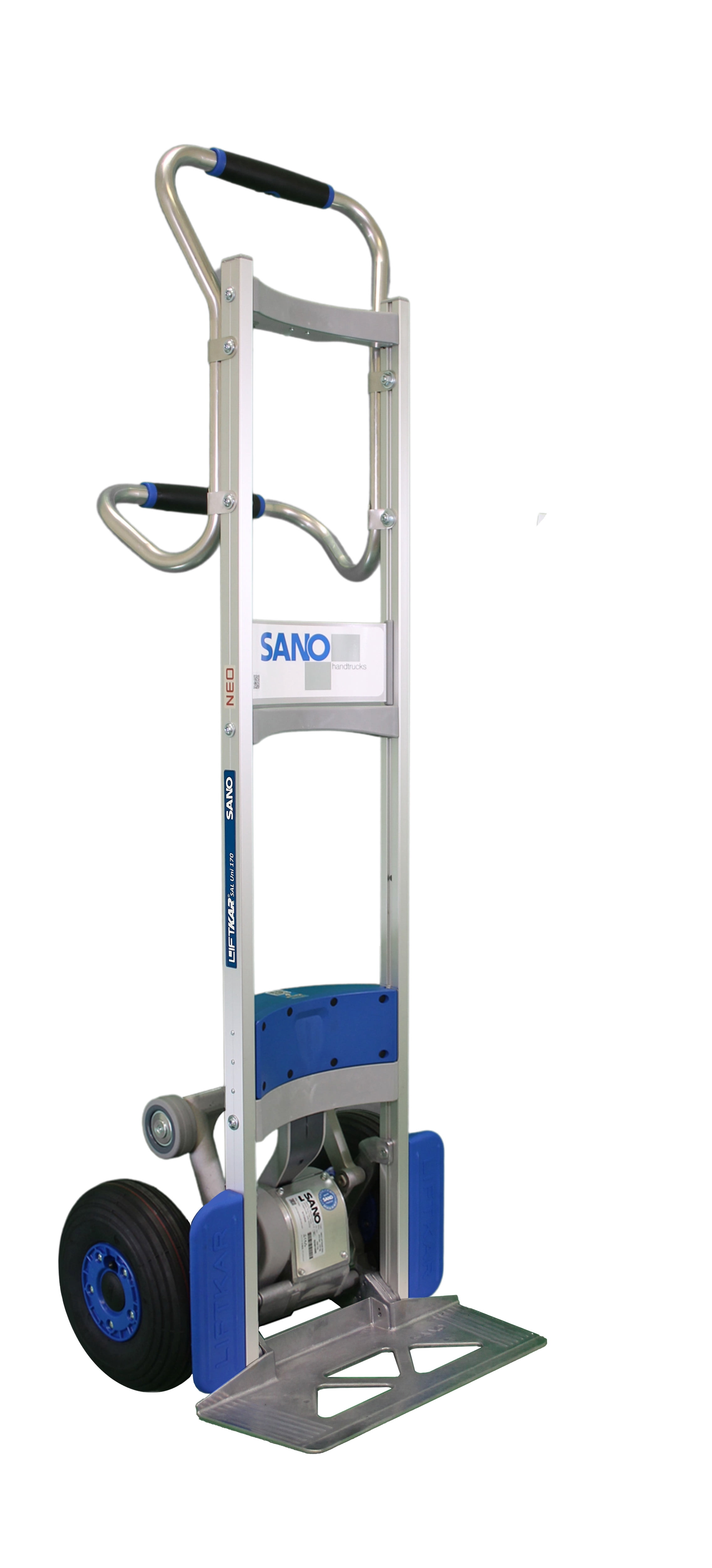 SANO LiftKar PRO UNI 170 Electric Stair Climbing Hand Truck – Battery Powered Lift, 380 lb Capacity, Universal Toeplate, Lightweight Aluminum Frame for Industrial Material Handling