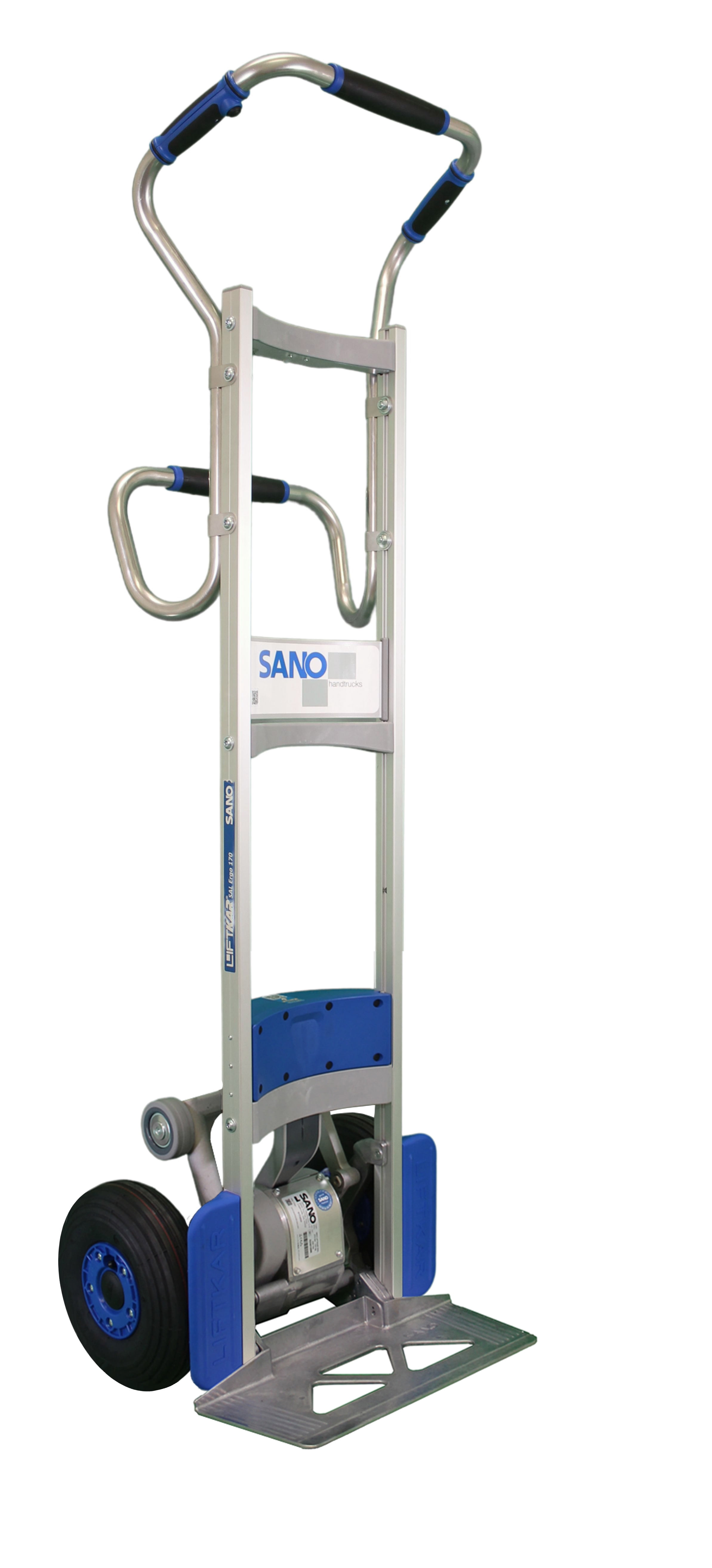SANO LiftKar SAL PRO Ergo 170 Electric Stair Climbing Hand Truck – Battery Powered Lift, 380 lb Capacity, Ergonomic Design, Lightweight Aluminum Frame for Industrial Material Handling