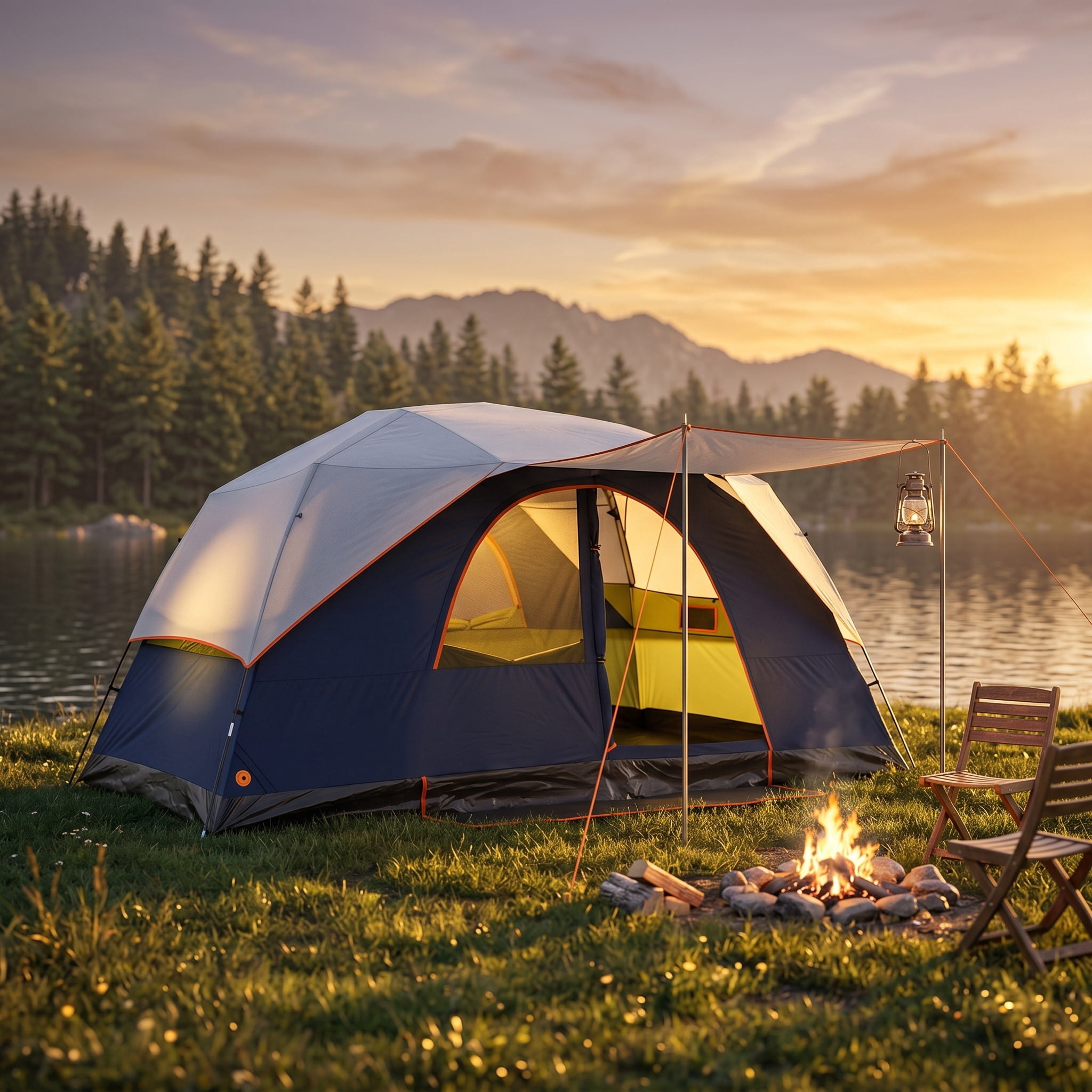 SANOPY 10 Person Instant Camping Tent with Removable Rainfly, Auto Setup Pop Up Tent for Family Outdoor /Hiking/Traveling with Carry Bag, Blue