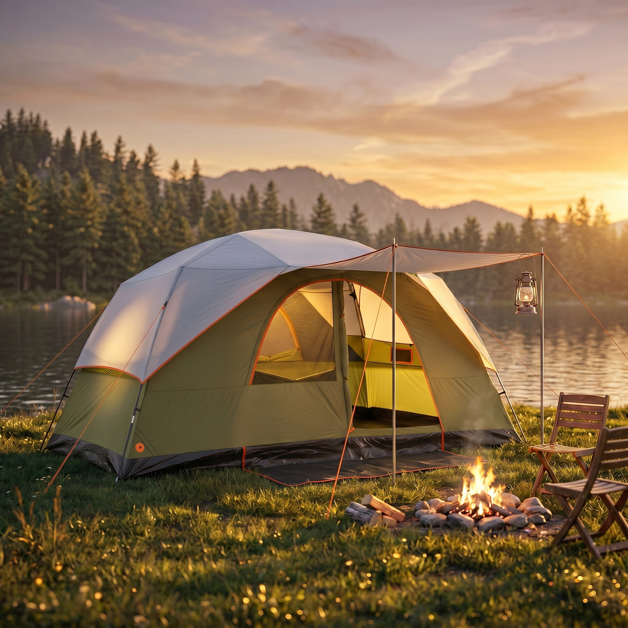 SANOPY 10 Person Instant Camping Tent with Removable Rainfly, Auto Setup Pop Up Tent for Family Outdoor /Hiking/Traveling with Carry Bag, Green