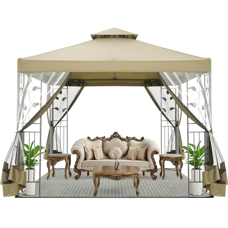 Outsunny 3 person outdoor patio daybed gazebo swing with uv resistant canopy and mesh walls new arrivals