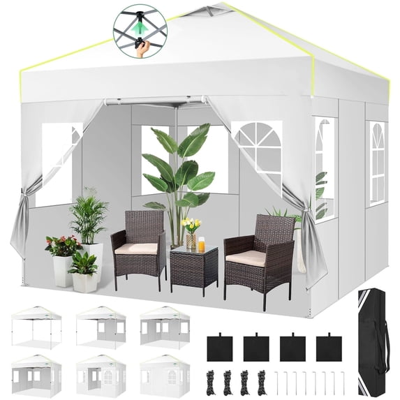 SANOPY 10' x 10' Outdoor Canopy Party Tent EZ Pop Up Canopy Commercial Instant Canopies Gazebo with Air Vent, 8 Stakes & 4 Ropes & 4 Sandbags for Beach Wedding Picnics Camping