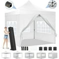 thumbnail image 1 of SANOPY 10' x 10' Outdoor Pop-Up Canopy, Heavy Duty Commercial Tent, Instant Folding Beach Party Gazebo with 4 Removable Sidewalls & 4 Sandbags & Rolling Bag for Easy Carrying (White), 1 of 13
