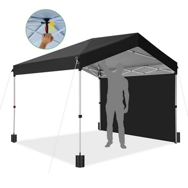 SANOPY 10'x10' Pop up Canopy with Sidewall, Party Tents with One Push Central Button, Portable Water Resistance Outdoor Canopy, Foldable with Carry Bag, Black