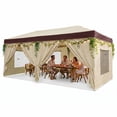 thumbnail image 1 of SANOPY 10' x 20' Pop Up Instant Canopy Tent with Push Center Lock, Air Vent, Removable Sidewalls & Reflective Strips Outdoor Shelter for Party, Camping, Beach, Market, Khaki, 1 of 7