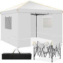 SANOPY 10' x 10' Pop up Canopy Tent with 4 Removable Sidewalls, Outdoor Patio Gazebo Tent with Handbag for Camping, Silver White