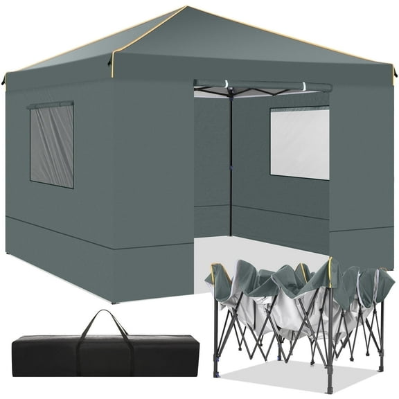 SANOPY 10' x 10' Pop up Canopy Tent with 4 Removable Sidewalls, Outdoor Patio Gazebo Tent with Handbag for Camping, White