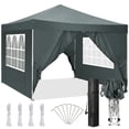 thumbnail image 1 of SANOPY 10' x 10' Straight Leg Pop-up Canopy Tent Easy Two Person Setup Instant Outdoor Canopy Folding Shelter with 4 Removable Sidewalls, With 4 x Ropes & 8 x Stakes, Carrying Bag, Gray, 1 of 12