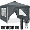 thumbnail image 1 of SANOPY 10' x 10' Straight Leg Pop-up Canopy Tent Easy Two Person Setup Instant Outdoor Canopy Folding Shelter with 4 Removable Sidewalls, Air Vent on The Top, 4 Sandbags, Carrying Bag, Gray, 1 of 12