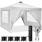 SANOPY 10' x 10' Straight Leg Pop-up Canopy Tent Easy Two Person Setup Instant Outdoor Canopy Folding Shelter with 4 Removable Sidewalls, Air Vent on The Top, 4 Sandbags, Carrying Bag, White