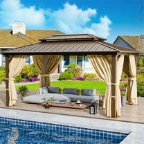 SANOPY 10'x12' Hardtop Gazebo Heavy Duty Outdoor Patio Permanent Gazebo with Galvanized Steel Roof Aluminum Frame Permanent Hardtop Gazebo Canopy for Garden, Party, Deck, Backyard
