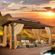 SANOPY 10'x12' Hardtop Gazebo Heavy Duty Outdoor Patio Permanent Gazebo with Galvanized Steel Roof Aluminum Frame Permanent Hardtop Gazebo Canopy for Garden, Party, Deck, Backyard