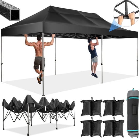 SANOPY 10 x 20 FT Heavy Duty Pop up Canopy Tent Ez Up Commercial Outdoor Canopy Wedding Party Tents for Parties All Season Wind & Waterproof Gazebo with Roller Bag