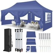 SANOPY 10' x 20' Outdoor Canopy Tent EZ Pop up Canopy Party Tent Outdoor Event Instant Tent Gazebo with 6 Removable Sidewalls & Carry Bag for Camping Wedding Picnic(Blue)