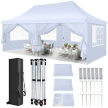 SANOPY 10' x 20' Outdoor Canopy Tent EZ Pop up Canopy Party Tent Outdoor Event Instant Tent Gazebo with 6 Removable Sidewalls & Carry Bag for Camping Wedding Picnic(White)