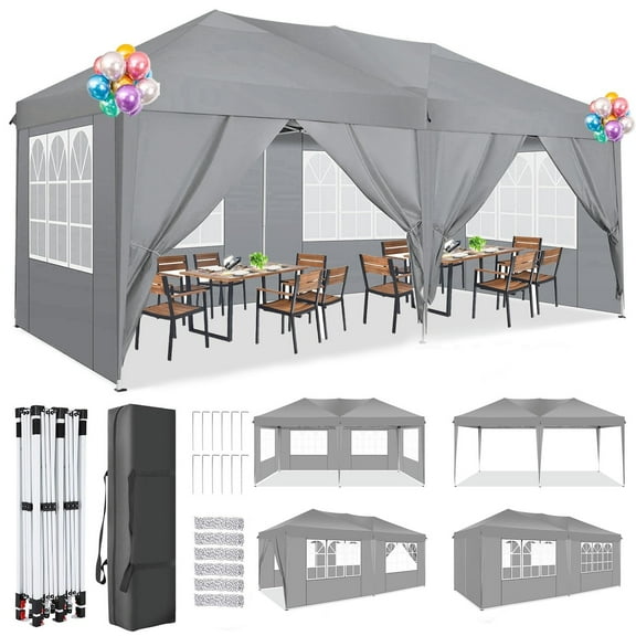 SANOPY 10' x 20' Pop up Canopy Party Tent with 6 Removable Sidewalls, Outdoor Waterproof Patio Gazebo Tent with Carry Bag, Backyards Camping Picnics