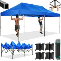 SANOPY 10' x 20' Pop Up Canopy Tent Instant Outdoor Canopy Straight Leg Shelter Adjustable Height Waterproof Gazebo with Roller Bag, 4 Sandbags for Party Wedding Picnics Camping, Blue