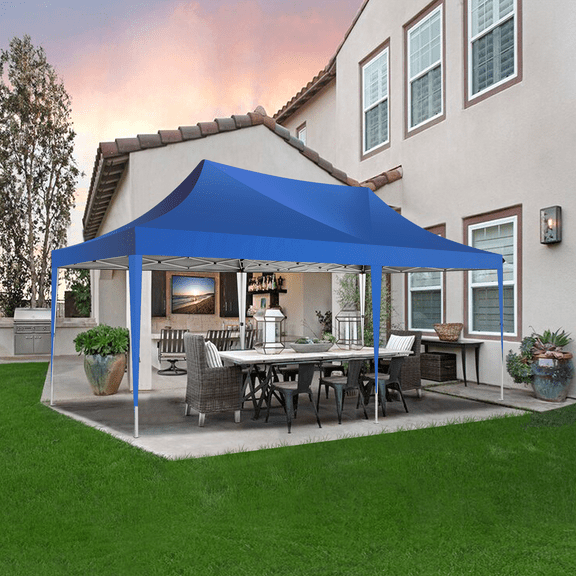 SANOPY 10 x 20 Quictent 10x20 ft Pop up Canopy with Mesh Window Sidewalls, Blue