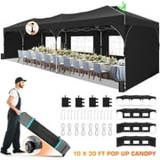 SANOPY 10'x30' Pop up Canopy with Sidewalls & Sandbags Outdoor Commercial Portable Canopy Tent Air Vent EZ Pop up Canopy Wedding Tent Camping Gazebo with Rolling Storage Bag