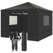 SANOPY 10' x 10' Outdoor Canopy Tent Waterproof Pop Up Canopy Portable Commercial Instant Shelter Tent Gazebo for Backyard Party Wedding Picnics Camping with 4 Removable Sidewalls, Carrying Bag, Black