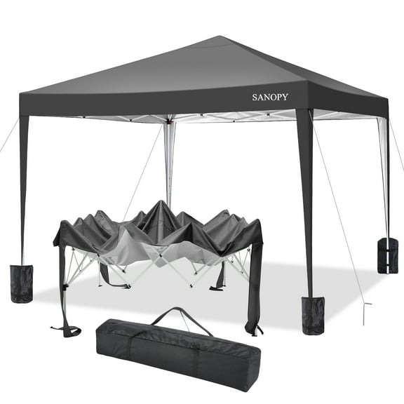 SANOPY 10'x10' EZ Pop Up Canopy Tent Outdoor Party Instant Shelter Portable Folding Beach Canopy with 4 Sandbag & Carrying Bag, Black