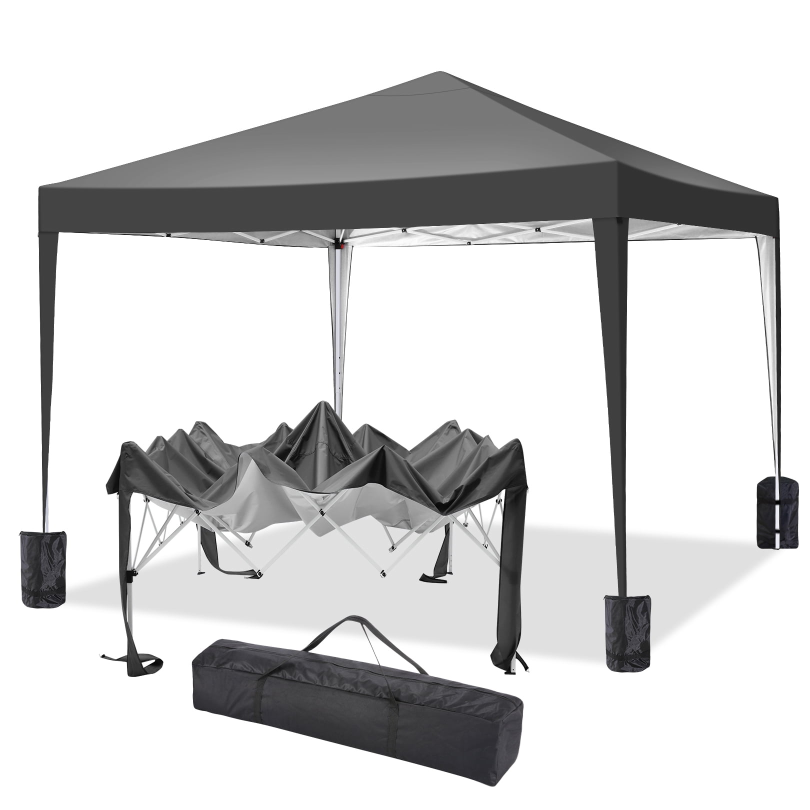COBIZI 10'x10' EZ Pop Up Canopy Tent Outdoor Party Instant Shelter Portable Folding Beach Canopy with 4 Sandbag & Carrying Bag, Black - Walmart.com