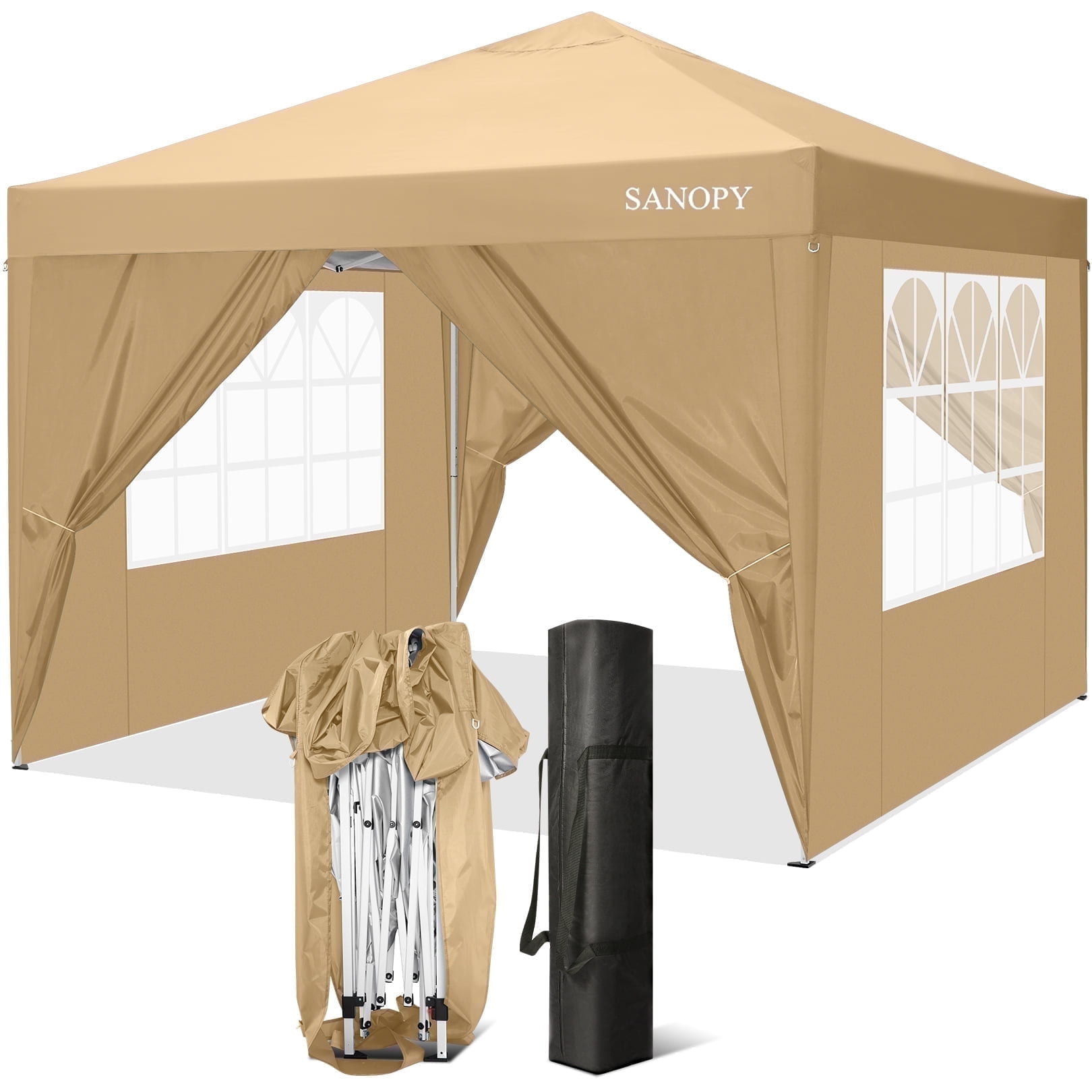SANOPY 10'x10' Waterproof Pop Up Canopy Tent with 4 Sidewalls, Portable ...