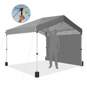 SANOPY 10'x10' Pop up Canopy with Sidewall, Party Tents with One Push Central Button, Portable Water Resistance Outdoor Canopy, Foldable with Carry Bag, Gray