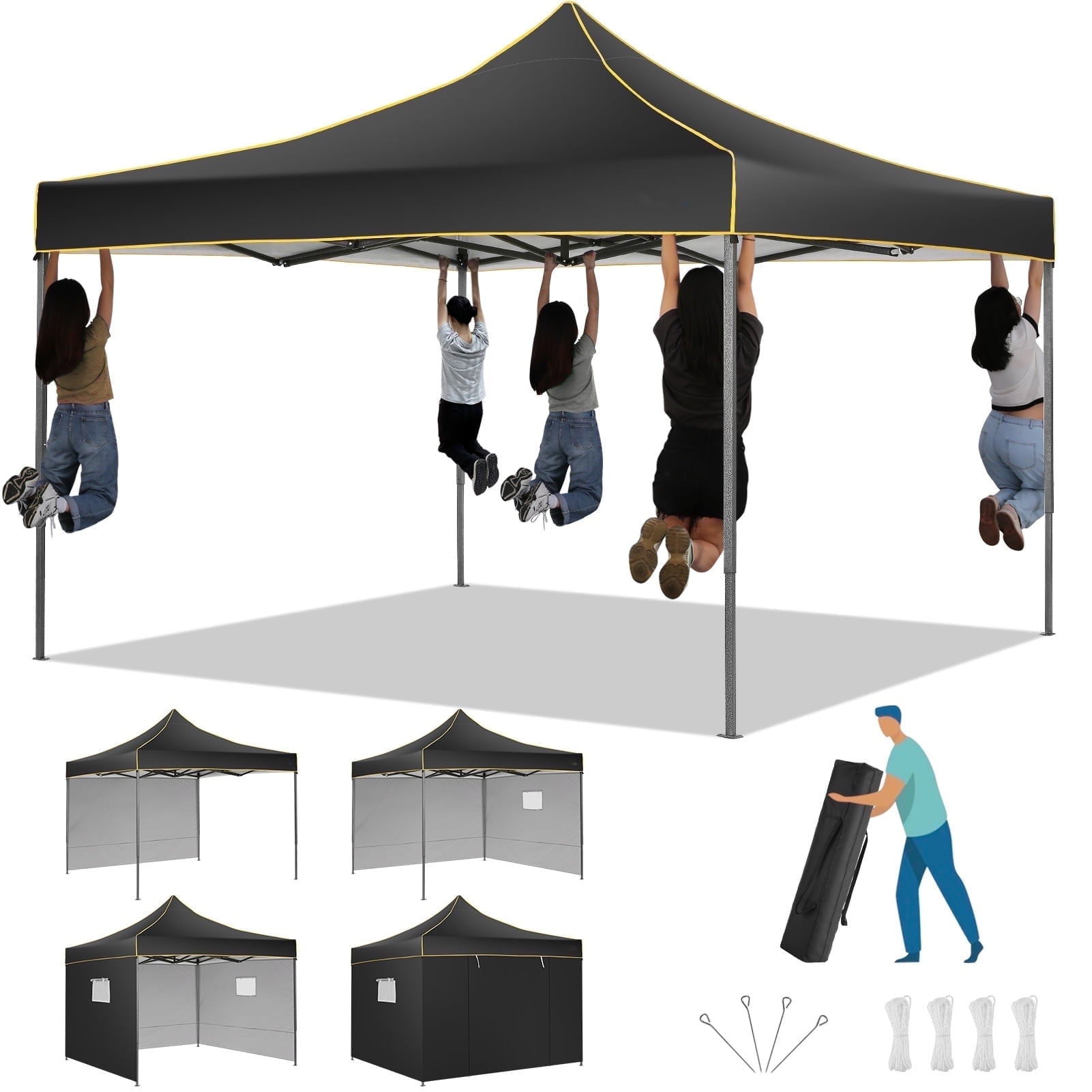 COBIZI 10x10 Black Heavy Duty Pop Up Canopy Tent with Sidewalls