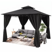SANOPY 10'x10' Gazebo Canopy Tent, Assembled Style Wrought Iron Gazebo Tent with 4 Detachable Sidewalls, Rainproof & Sunproof Gazebo Canopy for Tailgate, Yard, Beach