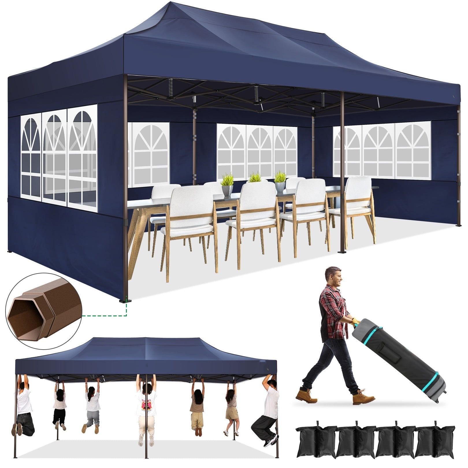 SANOPY 10 x20 Heavy Duty Canopy Tent UV 50 Waterproof Portable with Roller Bag Walmart