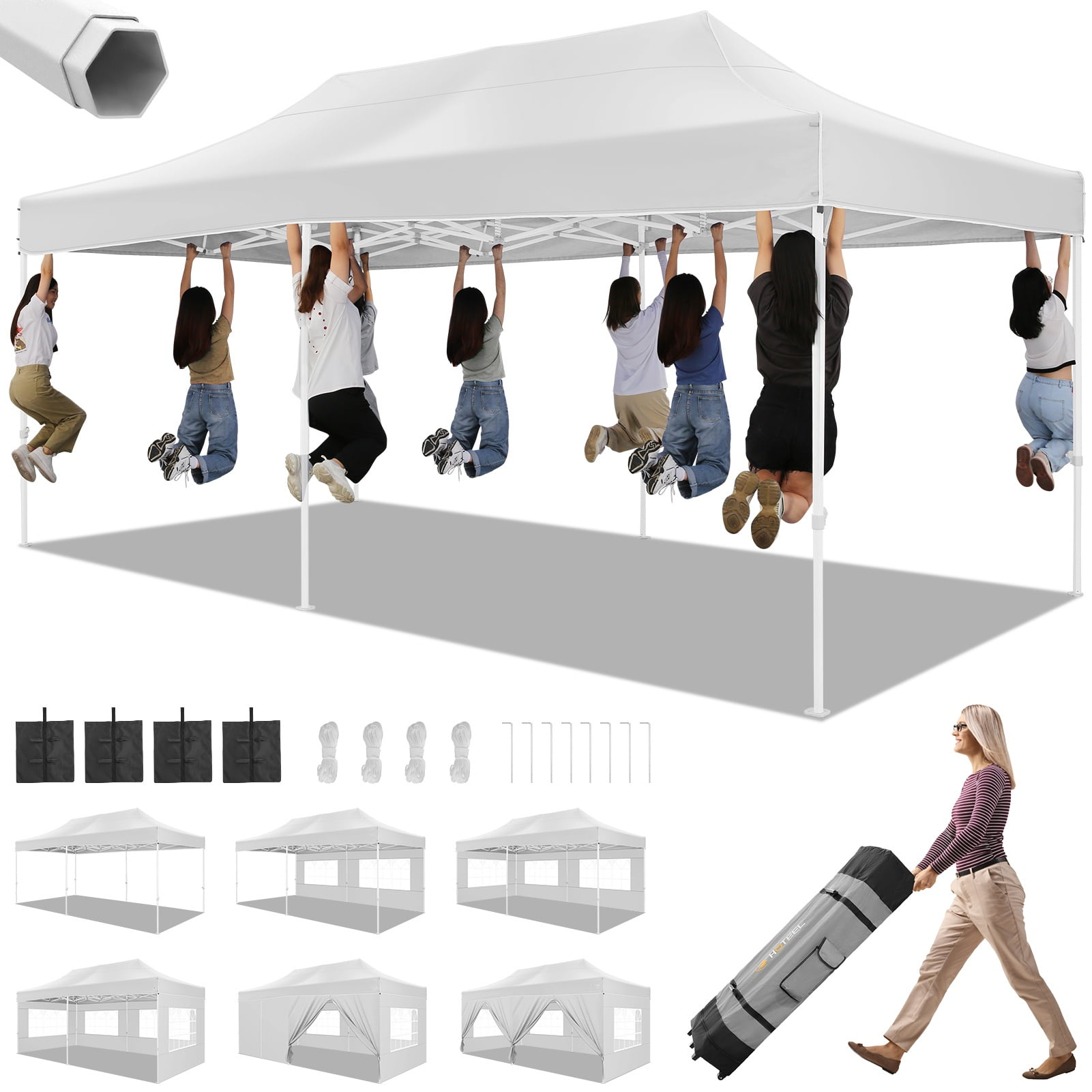 SANOPY 10'x20' Pop up Canopy Tent Heavy Duty Party Tent with 6
