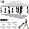 thumbnail image 1 of SANOPY 10' x 20' Heavy Duty Pop up Canopy with 6 Removable Sidewalls, Outdoor Waterproof & Party Wedding Gazebo with Roller Bag, 4 Sandbag, White, 1 of 8
