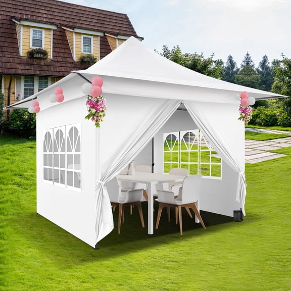 SANOPY 13x13 Outdoor Commercial Canopy, Waterproof and Sunshade Gazebo with Awning Eaves for Street Commercial Event, White