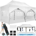 thumbnail image 1 of SANOPY 10'x20' Pop Up Canopy Waterproof Folding Tent Outdoor Easy Set-up Instant Tent Heavy Duty Commercial Wedding Party Shelter with 6 Removable Sidewalls, 4 Sandbags, Roller Bag, White, 1 of 13