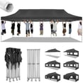 thumbnail image 1 of SANOPY 10' x 30' Heavy Duty Pop up Canopy with 6 Removable Sidewalls, Outdoor Waterproof & Party Wedding Gazebo with Roller Bag, 4 Sandbag, Black, 1 of 10