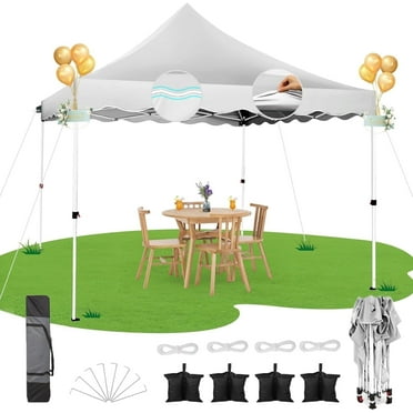 SANOPY 10 x 10 ft Pop-up Canopy Tent, Outdoor Straight Legs Instant Canopy with Wheeled Bag - White
