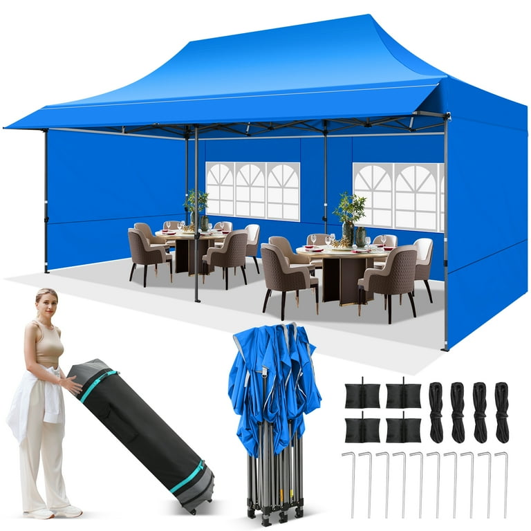 SANOPY 10X20 ft Canopy with Awning, Heavy Duty EZ Pop up Folding