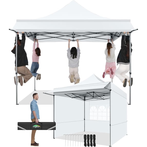 SANOPY 10x10 FT Pop Up Canopy Tent with Awning,Heavy Duty Canopy UPF 50+ All Season Wind Waterproof Commercial Outdoor Street Vendors Party Tents for Parties Canopy with Carry Bag