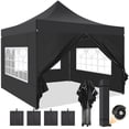 thumbnail image 1 of SANOPY 10x10 FT Heavy Duty Pop up Canopy , Commercial Canopy Tent, Adjustable Height Party Tent with 4 Removable Sidewalls, 4Sandbag，Rollerbag, Black, 1 of 12