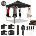 thumbnail image 1 of SANOPY 10x10 Heavy Duty Pop Up Canopy Tent with 4 Sidewalls, Commercial Instant Waterproof Canopy Tent, UV 50+, Upgraded Thickened Hexagonal Legs, Black, 1 of 8