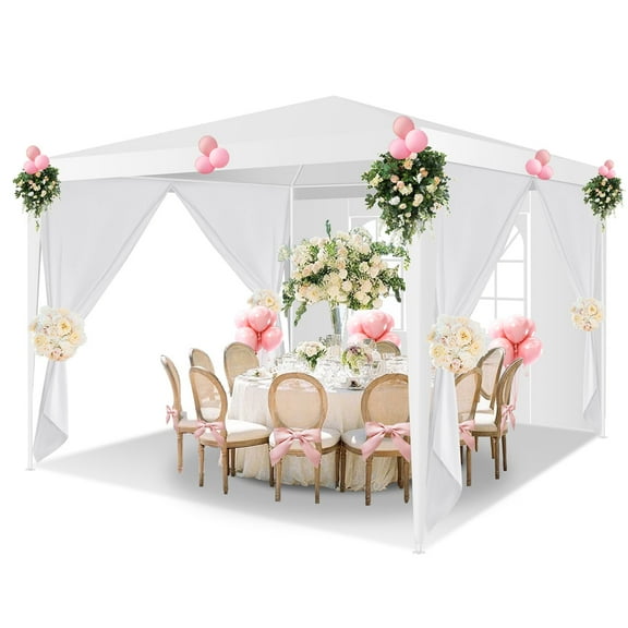 SANOPY 10x10 Party Tents with 8 Removable Sidewalls, Outdoor Waterproof Shade Canopy Tent for Weddings and Events, White