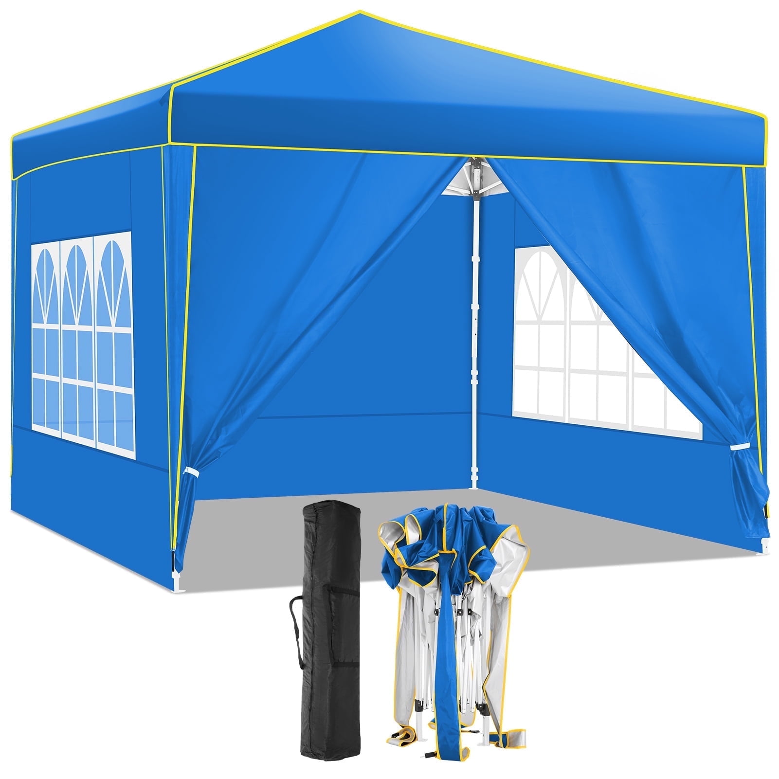 Blue 10x10 Pop Up Canopy Tent with Church Windows
