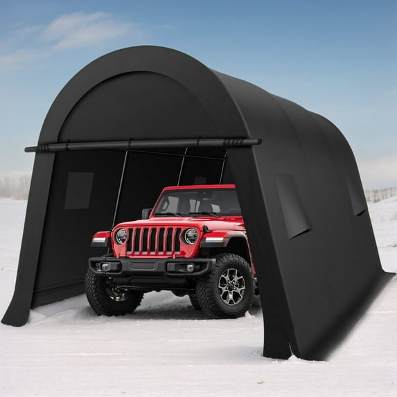 SANOPY 10x15 Carport Heavy Duty Portable Garage Car Port Canopy Tent with All-Steel Metal Frame & Vents, Round Style Outdoor Storage Shed for Car, Truck, Boat, Patio Furniture Anti-Snow Waterproof