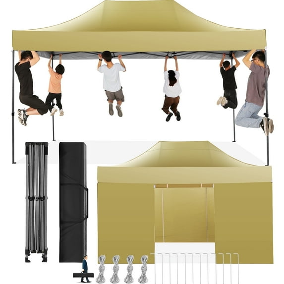SANOPY 10x15 Heavy Duty Pop up Canopy Tent with 4 sidewalls Commercial Outdoor Canopy Wedding Party Tents for Wedding All Season Wind & Waterproof Gazebo with Carry Bag,(Frame Thickened)