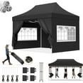 thumbnail image 1 of SANOPY 10x15 Pop Up Canopy Tent Heavy Duty with 4 Sidewalls Tents for Parties Outdoor Canopy Event Tent Wedding with Roller Bag, UV 50+ & Upgraded No Water, Thick Hexagonal Legs, Black, 1 of 9