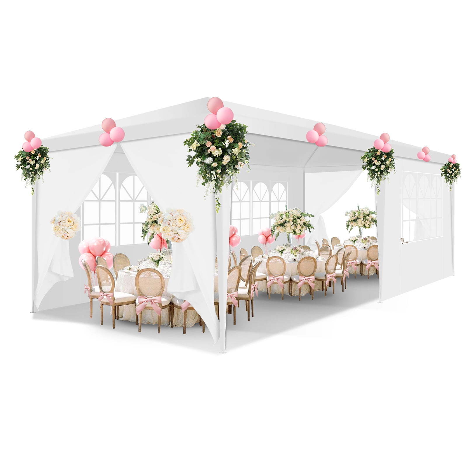 SANOPY 10x20 Party Tents with 8 Removable Sidewalls, Outdoor Waterproof Shade Canopy Tent for Weddings and Events, White